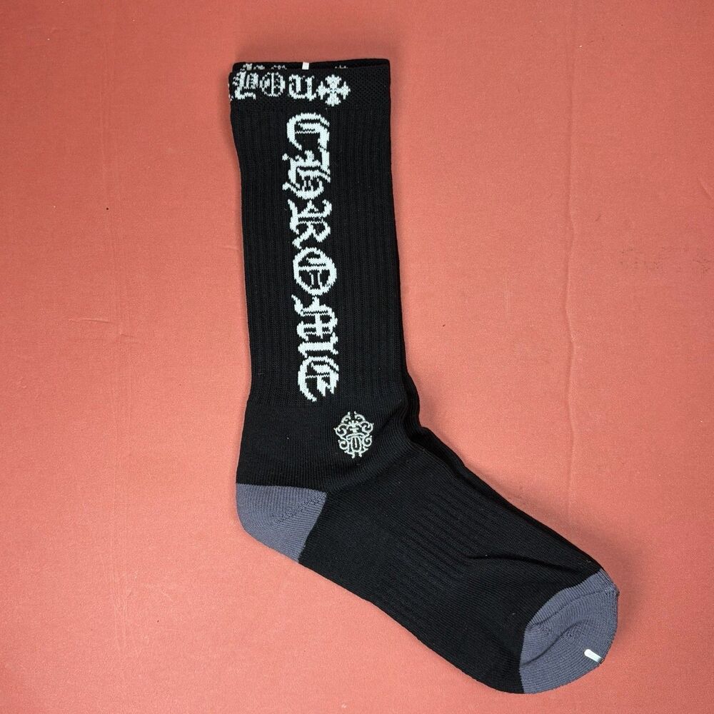 Chrome Hearts Crew Socks White/Black Men's Large  Cotton Blend